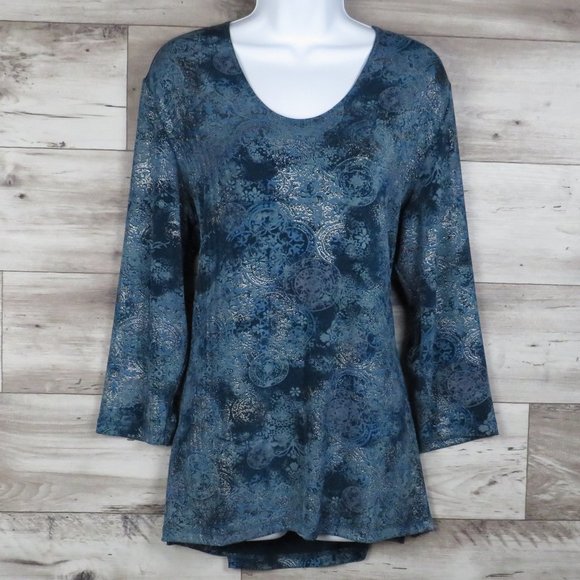 citiknit Tops - Citiknit* Women's 3/4 Sleeve Ballet Neck Curved Hem Pullover Blouse~ Size Large